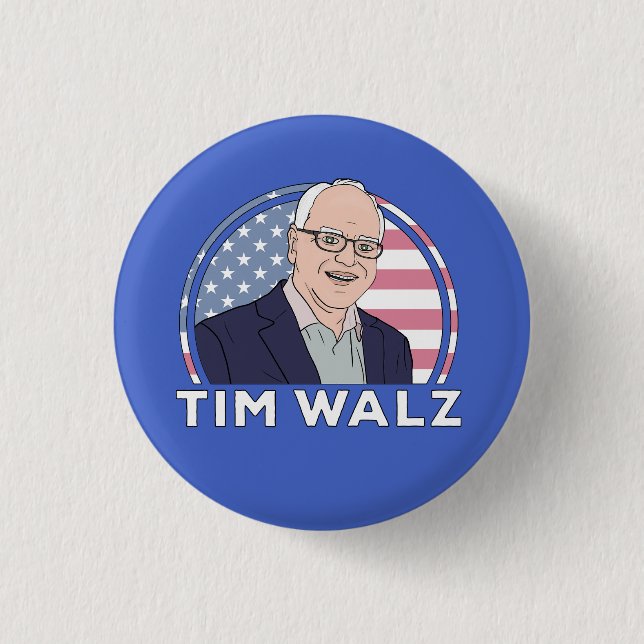 Politics Tim Walz 3 Cm Round Badge (Front)