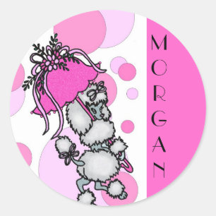 Polk-a-dots N Poodles- Customisable Classic Round Sticker