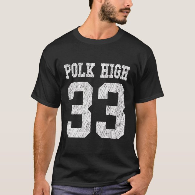 Polk High School Football Jersey 33 Aged Look T-Shirt (Front)