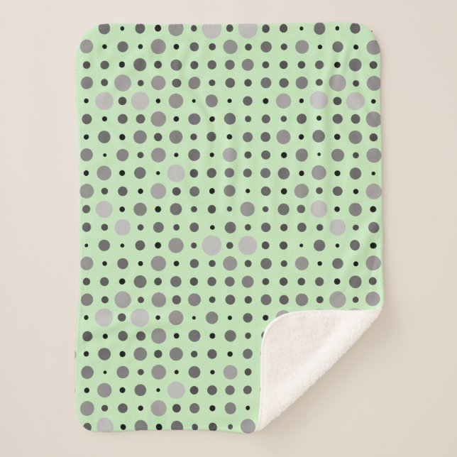 Polka Dot 01.Grey Lgreen BG Sherpa Blanket (Front)