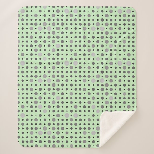 Polka Dot 01.Grey Lgreen BG Sherpa Blanket (Front)