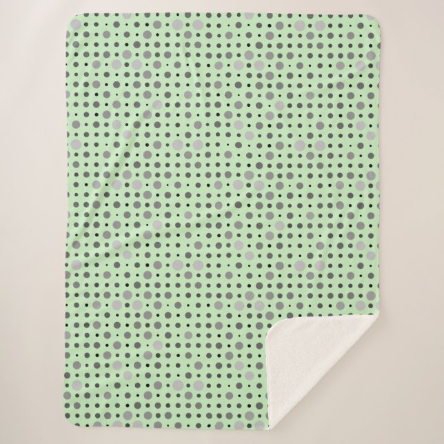 Polka Dot 01.Grey Lgreen BG Sherpa Blanket (Front)