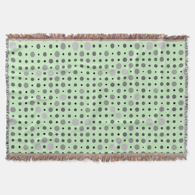 Polka Dot 01.Grey Lgreen BG Throw Blanket (Front)