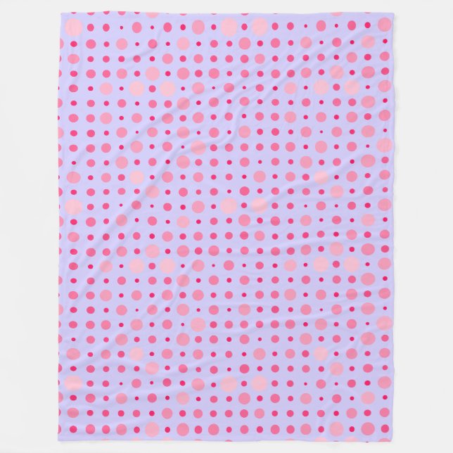 Polka Dot 01.Pink LPurple BG Fleece Blanket (Front)
