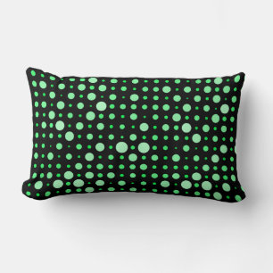 Polka Dot 02.Green. Black BG Lumbar Cushion