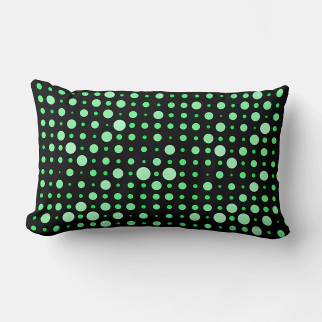 Polka Dot 02.Green. Black BG Lumbar Cushion (Front)