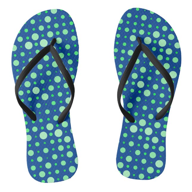 Polka Dot 02.Green. Blue BG Jandals (Footbed)