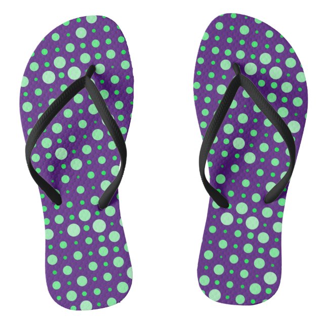 Polka Dot 02.Green. D Purple BG Jandals (Footbed)