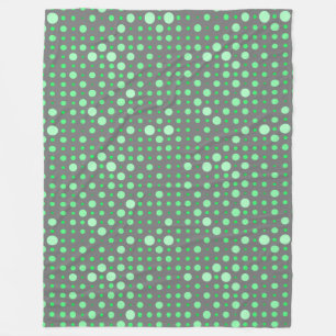 Polka Dot 02.Green. Grey BG Fleece Blanket