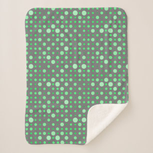 Polka Dot 02.Green. Grey BG Sherpa Blanket