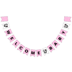 Polka Dot and Baby Footprints Bunting