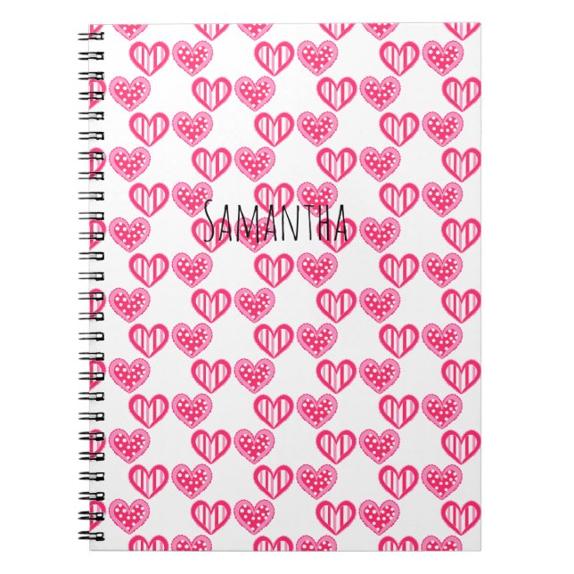 Polka Dot And Stripes Hearts Notebook (Front)