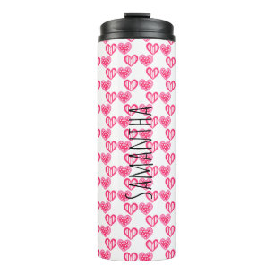 Polka Dot And Stripes Hearts Thermal Tumbler