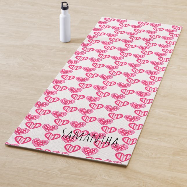 Polka Dot And Stripes Hearts Yoga Mat (In Situ)