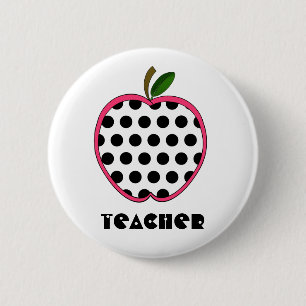 Polka Dot Apple Teacher 6 Cm Round Badge