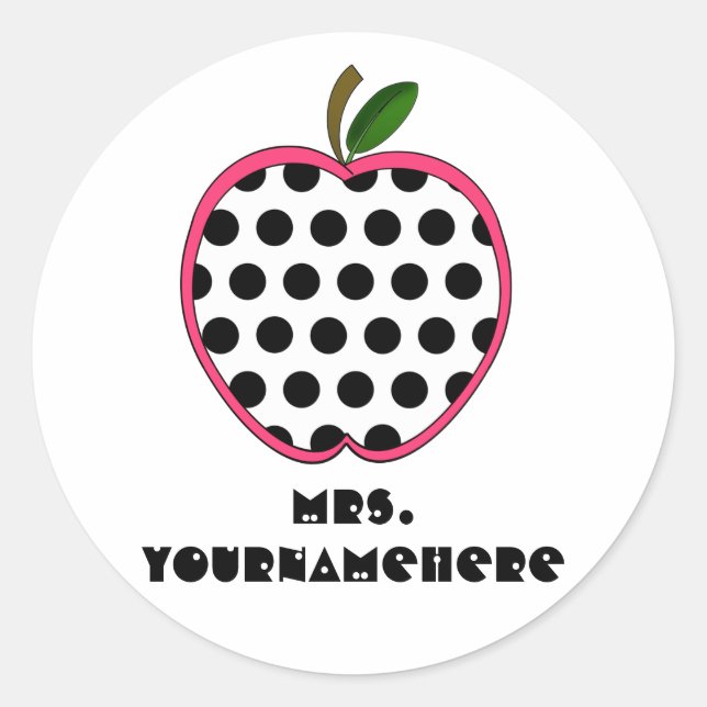 Polka Dot Apple Teacher Classic Round Sticker (Front)