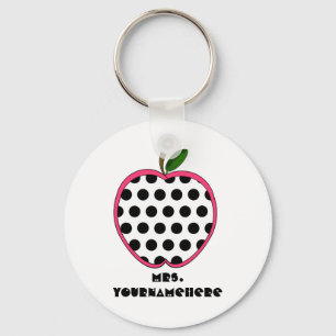 Polka Dot Apple Teacher Key Ring
