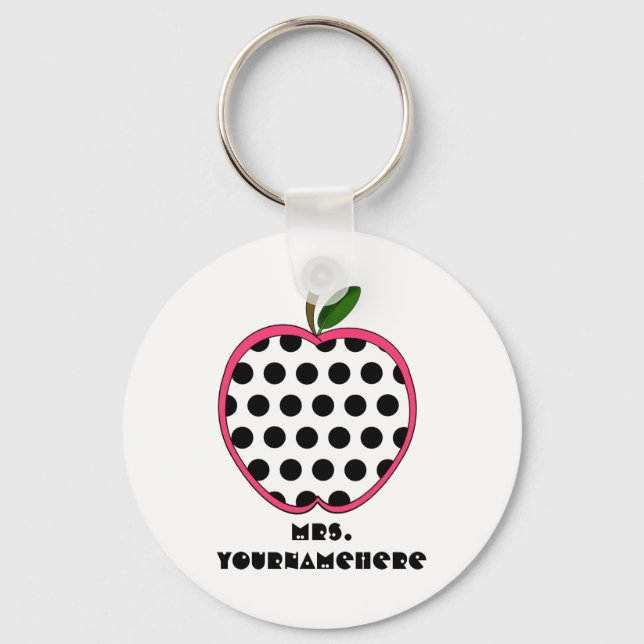 Polka Dot Apple Teacher Key Ring (Front)