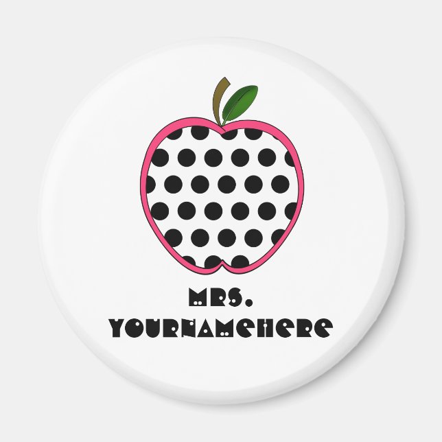 Polka Dot Apple Teacher Magnet (Front)