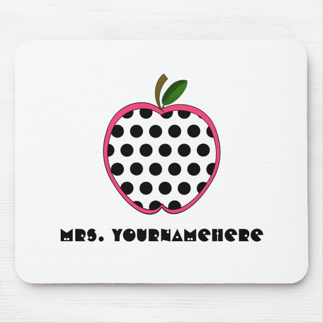 Polka Dot Apple Teacher Mouse Pad (Front)