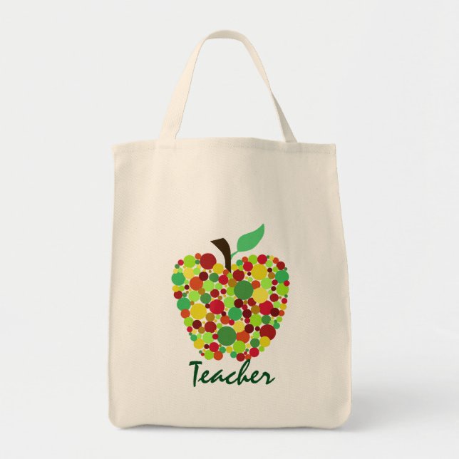 Polka Dot Apple Teacher's Tote Bag (Front)