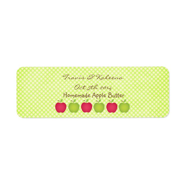 Polka Dot Apple Themed Favour Label (Front)