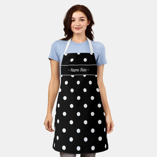 Polka Dot Apron with Custom Name – Personalised Ki (Worn)