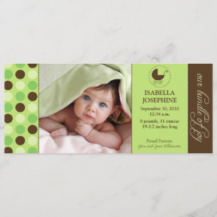 Polka Dot Baby Birth Announcement (lime green)