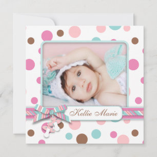 Polka-dot Baby Girl Announcement