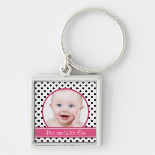 Polka Dot Baby Photo Template Keychain
