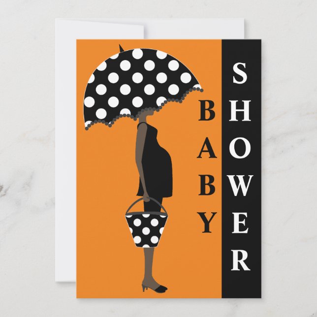 Polka Dot Baby Shower Invitations {Orange} (Front)