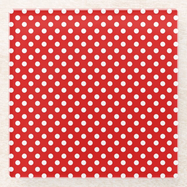 Polka dot background glass coaster (Front)