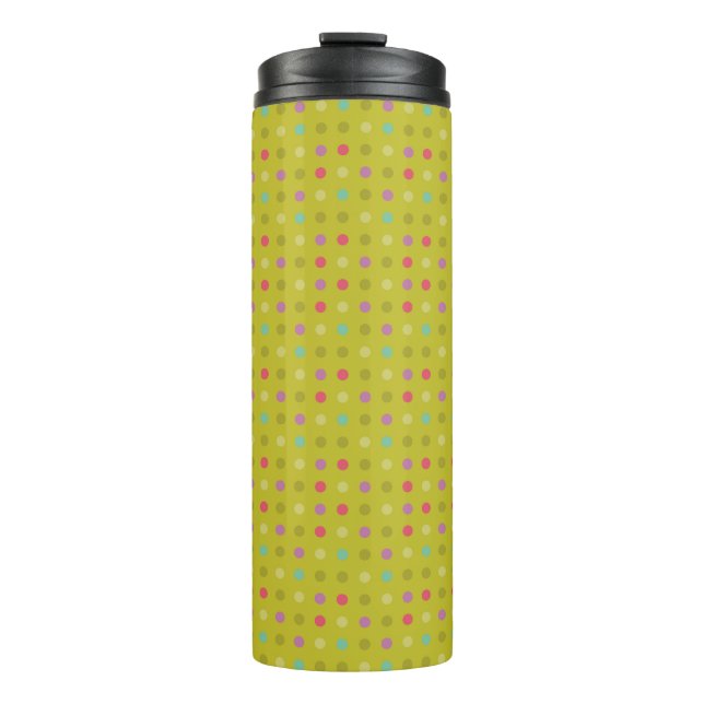 Polka-dot background pattern thermal tumbler (Front)