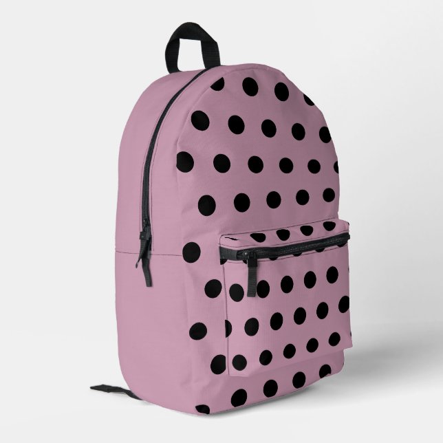 Polka Dot Backpack (Pink & Black) (Back Corner Left)