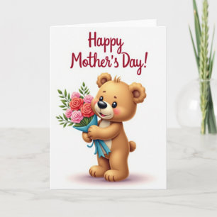 Polka Dot Bear Bouquet Card