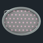 Polka Dot Belt Buckle (Dark Grey & Soft Pink)<br><div class="desc">Polka dots...  in vintage style... 

A dark grey background with soft pink polka dots... 

Great little gift idea...  for birthdays,  celebrations,  holidays and more...  and an everyday essential... </div>