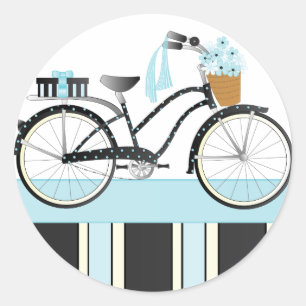 Polka Dot Bicycle Classic Round Sticker