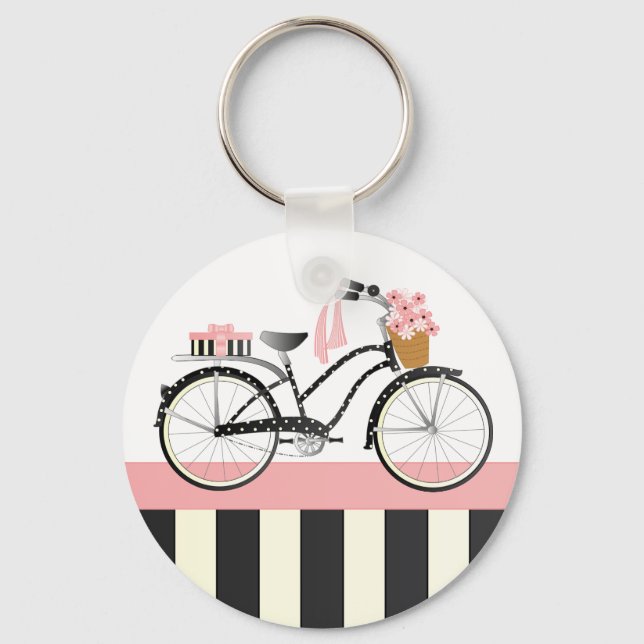 Polka Dot Bicycle Key Ring (Front)