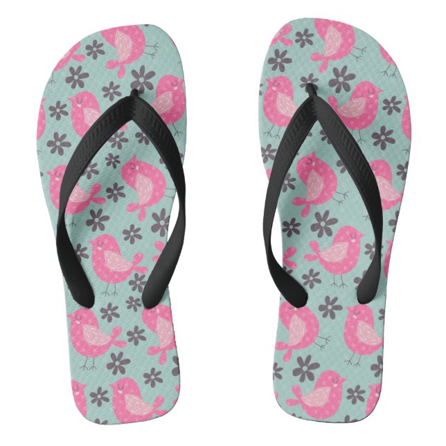 Polka Dot Birds and Flowers Jandals (Footbed)