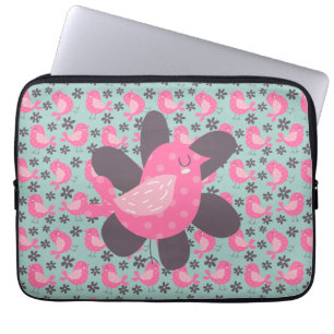 Polka Dot Birds and Flowers Laptop Sleeve