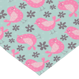 Polka Dot Birds and Flowers Short Table Runner