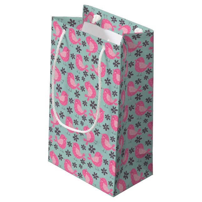 Polka Dot Birds and Flowers Small Gift Bag (Back Angled)