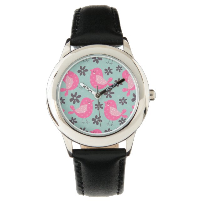 Polka Dot Birds and Flowers Watch (Front)