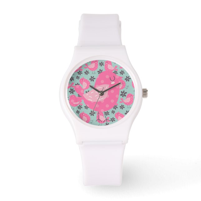 Polka Dot Birds and Flowers Watch (Front)