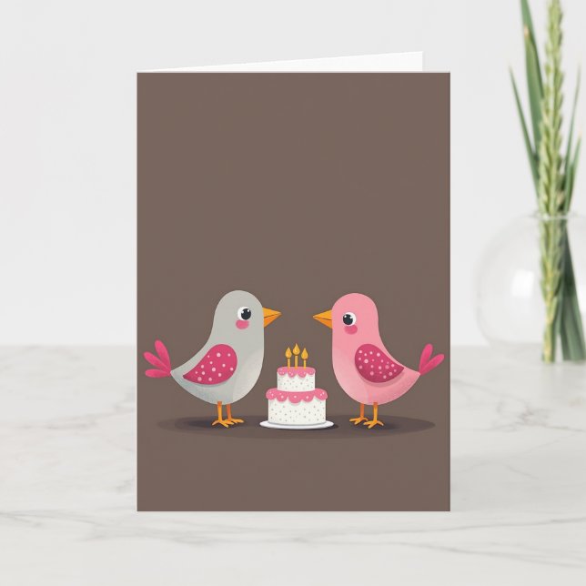 Polka Dot Birds Birthday Card (Front)