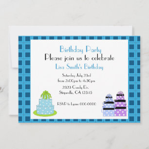 Polka Dot Birthday Cake Party Invitation