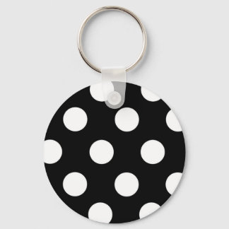 Polka Dot Black and White Key Ring
