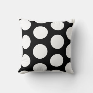Polka Dot Black and White large pattern Cushion