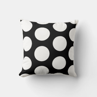 Polka Dot Black and White large   pattern Cushion