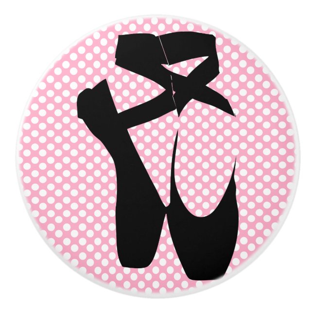 Polka Dot Black Ballet Slippers Furniture Knob (Front)